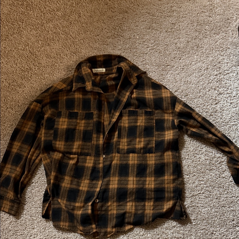 Plaid Flannel Shirt - Black and Brown